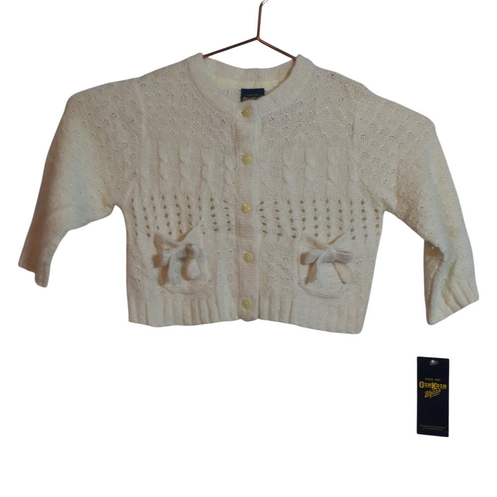 Oshkosh B'gosh Cream Knit Baby Sparkle Bow Sweater Size 18M
